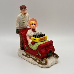 Vintage Coca-Cola Town Square Collection Christmas Village Sledders Figurine